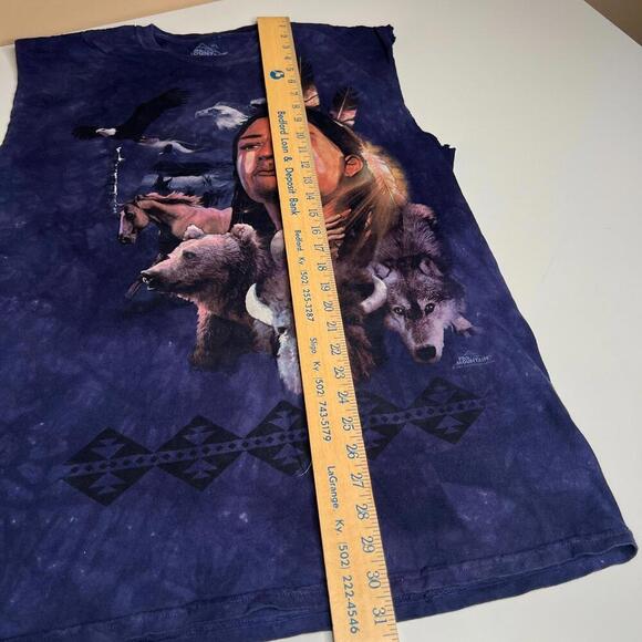 Vintage The Mountain Native American Spirit Animals Sleeveless T-Shirt L Tie Dye - Picture 2 of 6